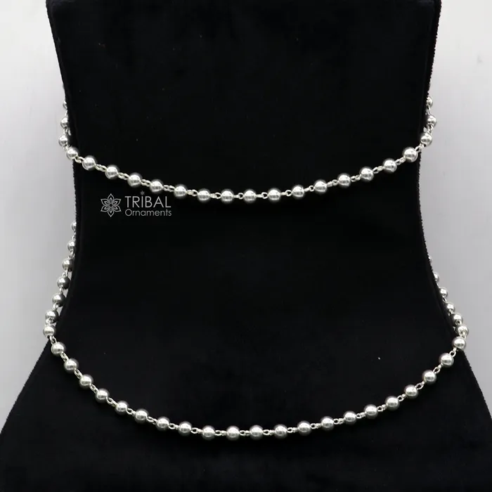 Rings TRIBAL ORNAMENTS All size 925 Sterling silver adjustable handmade 6 mm beaded chain plain design belly chain waist chain Saree chain belly dance wch28