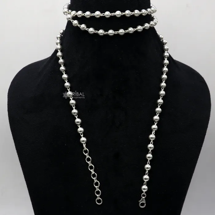 Rings TRIBAL ORNAMENTS All size 925 Sterling silver adjustable handmade 6 mm beaded chain plain design belly chain waist chain Saree chain belly dance wch28