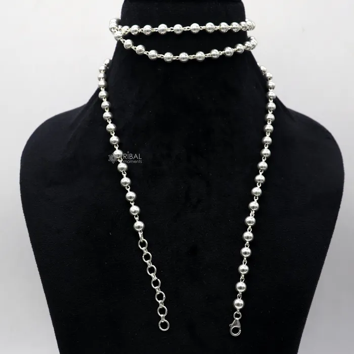 Rings TRIBAL ORNAMENTS All size 925 Sterling silver adjustable handmade 6 mm beaded chain plain design belly chain waist chain Saree chain belly dance wch28