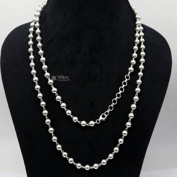 Rings TRIBAL ORNAMENTS All size 925 Sterling silver adjustable handmade 6 mm beaded chain plain design belly chain waist chain Saree chain belly dance wch28