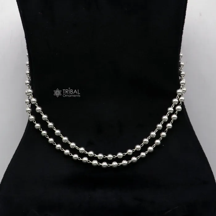 Rings TRIBAL ORNAMENTS All size 925 Sterling silver adjustable handmade 6 mm beaded chain plain design belly chain waist chain Saree chain belly dance wch28