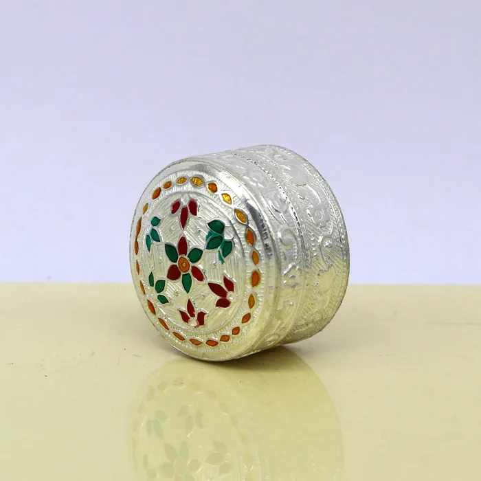 Rings TRIBAL ORNAMENTS Customized flower work 925 sterling silver trinket box container box small jewelry box Vermilion bridal box gifting ring box stb58