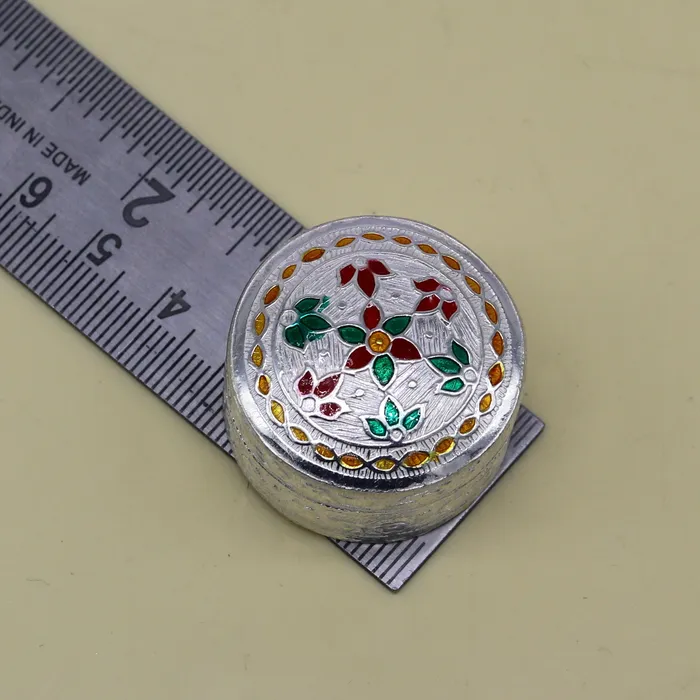 Rings TRIBAL ORNAMENTS Customized flower work 925 sterling silver trinket box container box small jewelry box Vermilion bridal box gifting ring box stb58