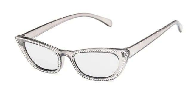 S370 Gray Frame Mirror Lens Silver Accent Sunglasses POLLY Rings