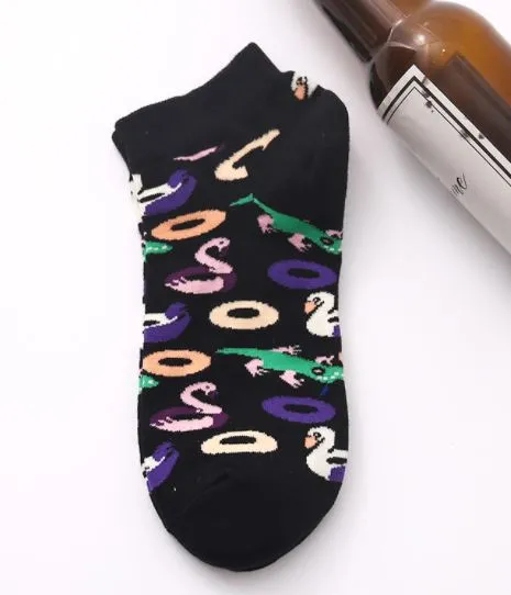 SF1060 Black Swan Pool Float Alligator Low Cut Socks POLLY Rings