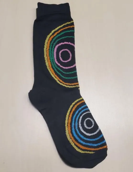 SF109 Black Colorful Glitter Swirl Socks POLLY Rings