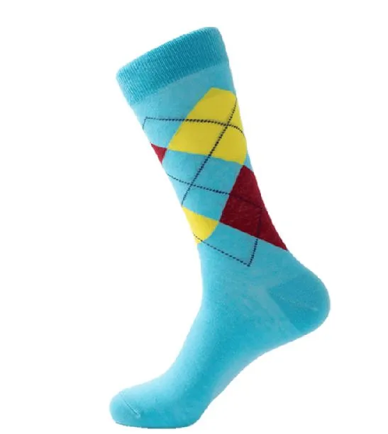 SF422 Light Blue Red Yellow Plaid Socks POLLY Necklaces
