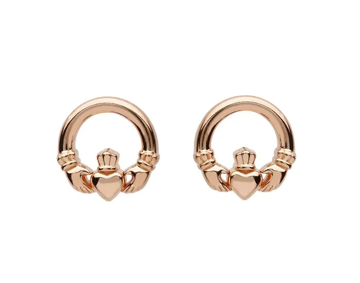 Shanore Earrings Rose Gold Claddagh Stud Earrings