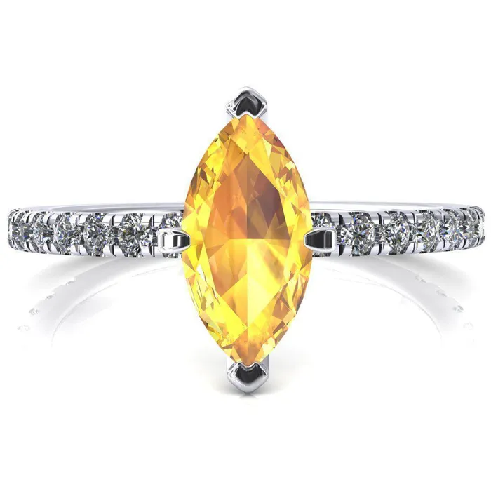 Sicili Marquise Yellow Sapphire 6 Prong 34 Micro Pave Diamond Engagement Ring Fire Brilliance Rings Sicili Marquise Yellow Sapphire 6 Prong 34 Micro Pave Diamond Engagement Ring Fire Brilliance Rings