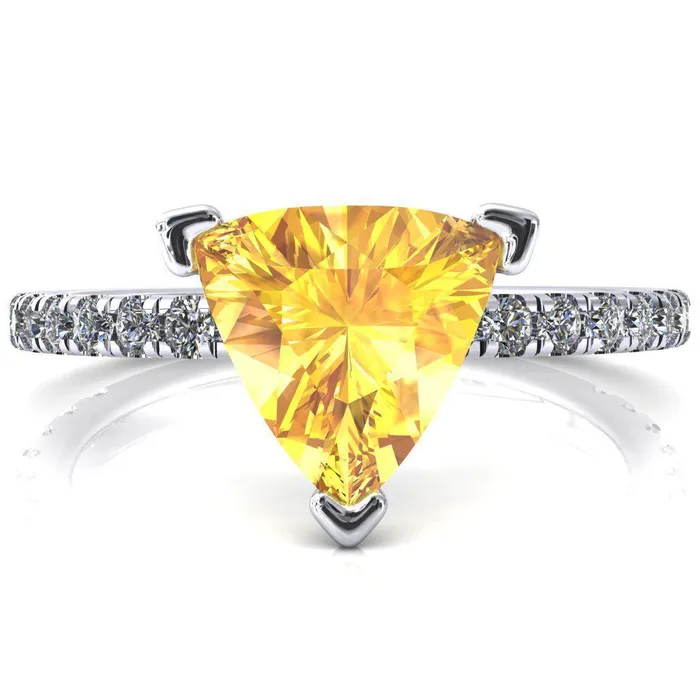 Sicili Trillion Yellow Sapphire 3 Prong 34 Micro Pave Diamond Engagement Ring Fire Brilliance Rings Sicili Trillion Yellow Sapphire 3 Prong 34 Micro Pave Diamond Engagement Ring Fire Brilliance Rings