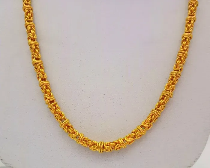 Solid 22 inches long 22k yellow gold handmade fabulous byzantine stylish chain necklace unisex gifting jewel TRIBAL ORNAMENTS Necklaces