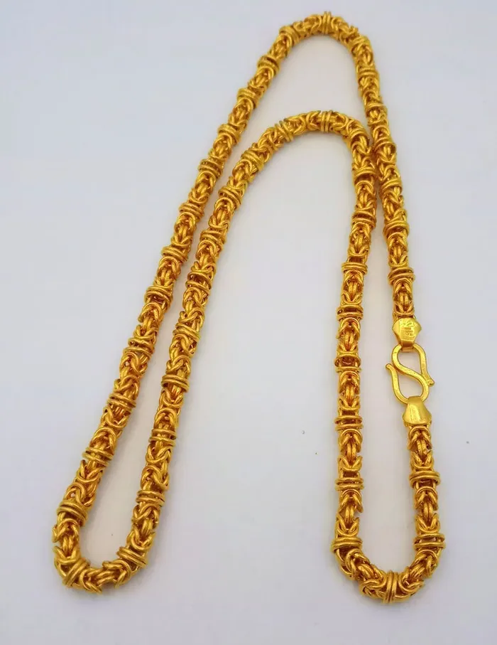 Solid 22 inches long 22k yellow gold handmade fabulous byzantine stylish chain necklace unisex gifting jewel TRIBAL ORNAMENTS Necklaces
