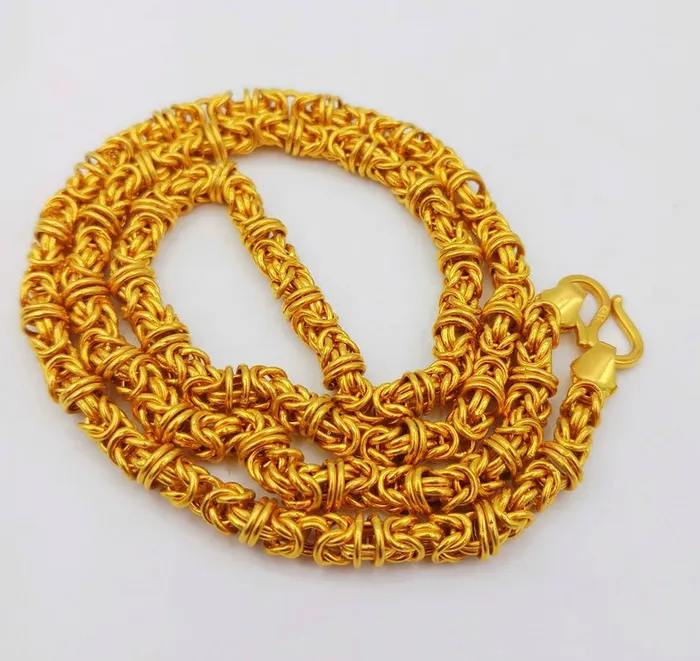 Solid 22 inches long 22k yellow gold handmade fabulous byzantine stylish chain necklace unisex gifting jewel TRIBAL ORNAMENTS Necklaces