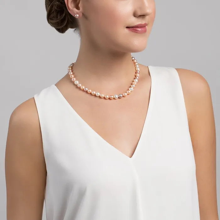 SPT 8085mm Freshwater Multicolor Pearl Necklace AAAA Quality Necklaces