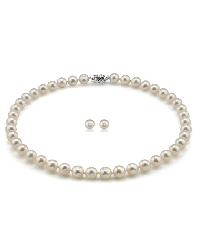 spt Earrings 8085mm Hanadama Pearl Necklace and Earring Set