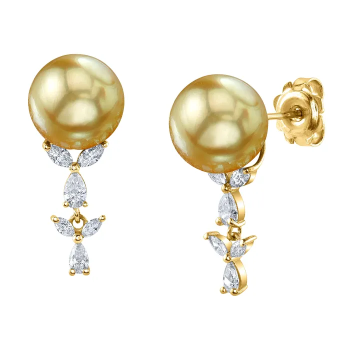 spt Earrings Golden South Sea Pearl Diamond Kiara Earrings