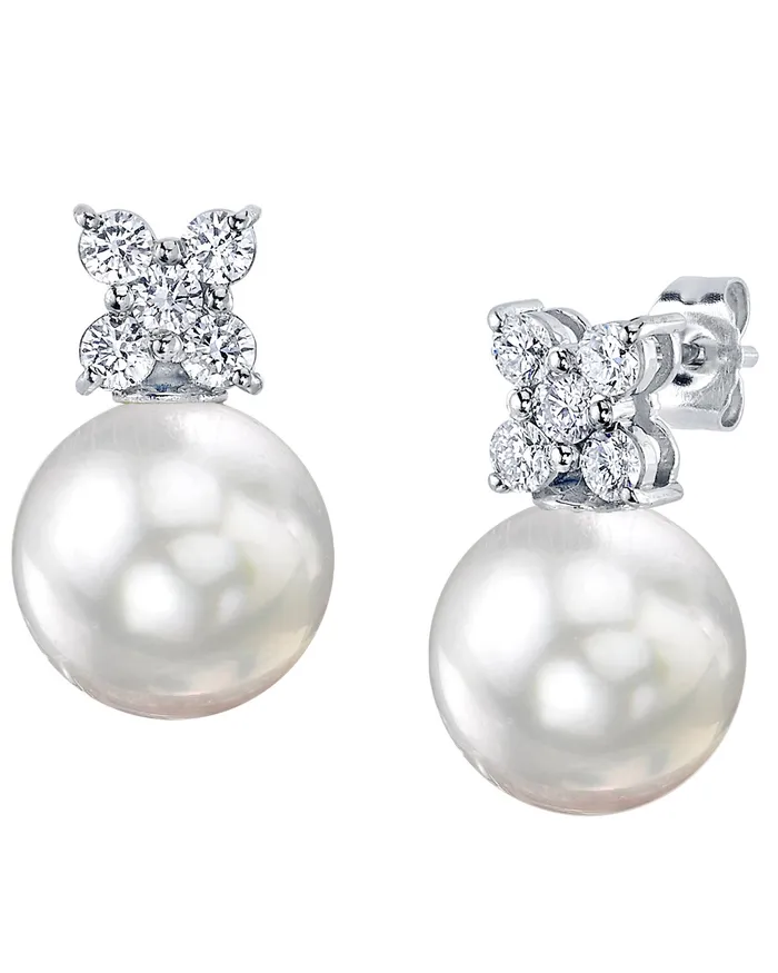 spt Earrings White South Sea Pearl Diamond Aristocrat Stud Earrings