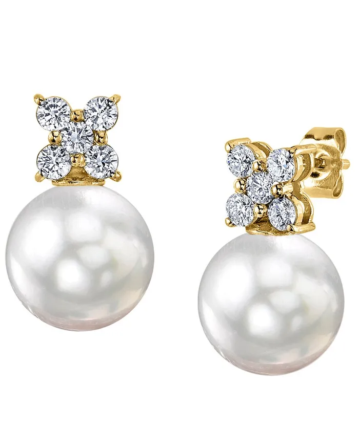 spt Earrings White South Sea Pearl Diamond Aristocrat Stud Earrings