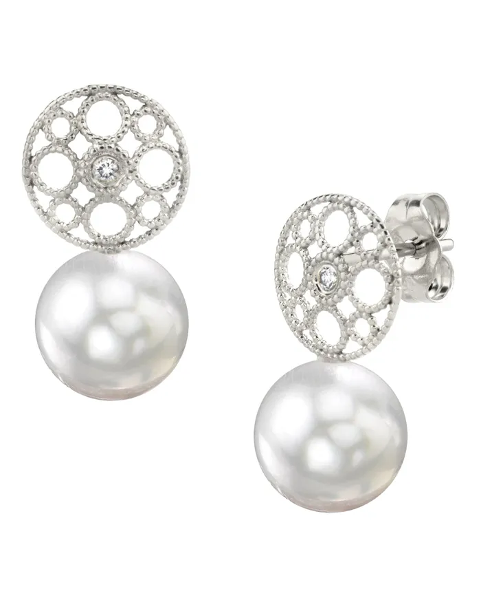 spt Earrings White South Sea Pearl Diamond Faye Earrings