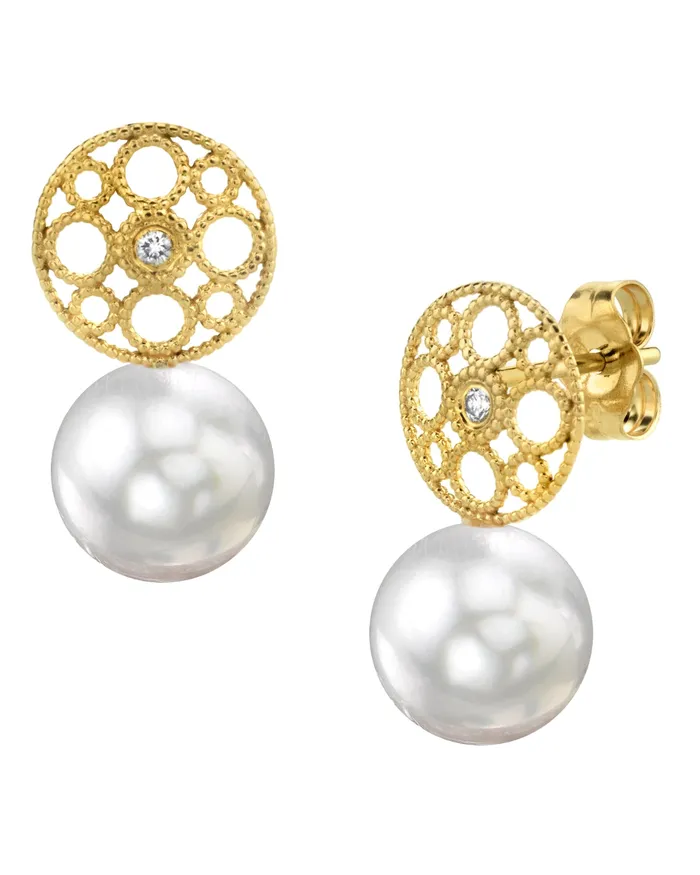 spt Earrings White South Sea Pearl Diamond Faye Earrings