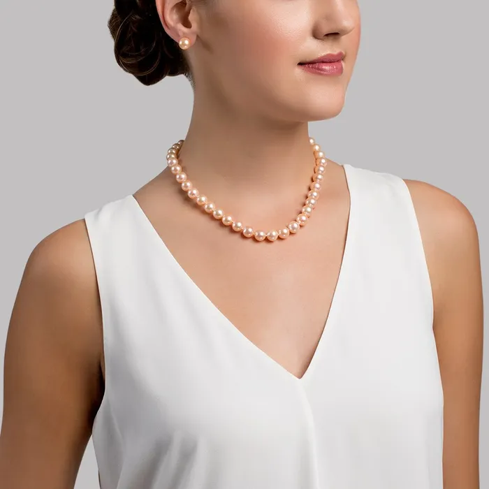 spt Necklaces 95105mm Peach Freshwater Pearl Necklace AAA Quality