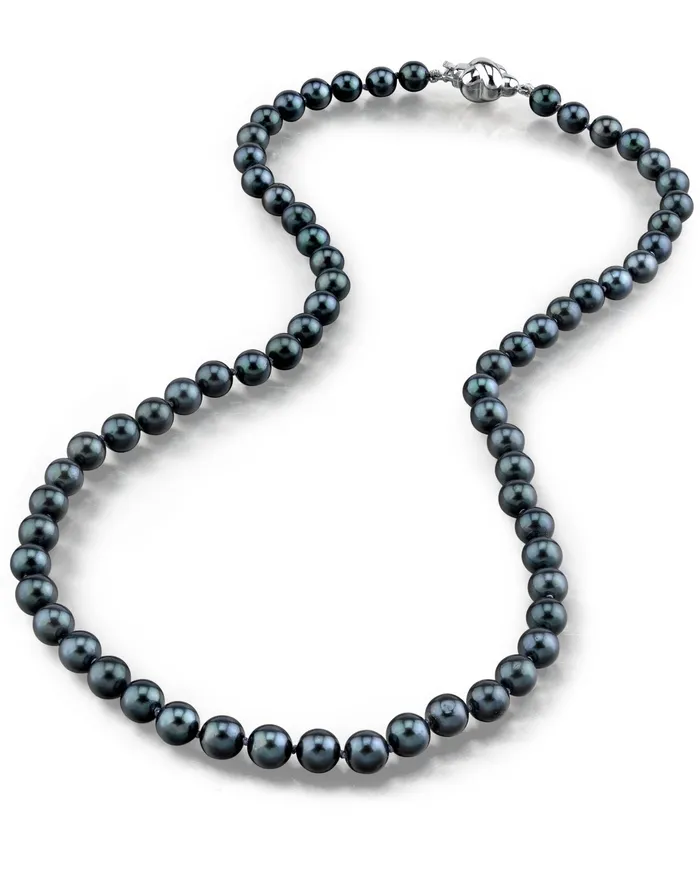 spt Necklaces Black Japanese Akoya Choker Length Pearl Necklace 5055mm AA Quality