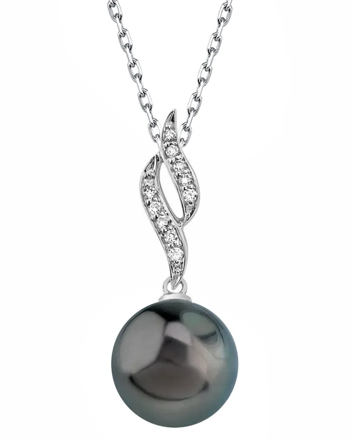 spt Necklaces Tahitian South Sea Pearl Diamond Flame Pendant