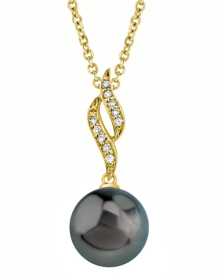 spt Necklaces Tahitian South Sea Pearl Diamond Flame Pendant