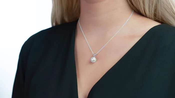 spt Necklaces White South Sea Pearl Diamond Sweetheart Pendant