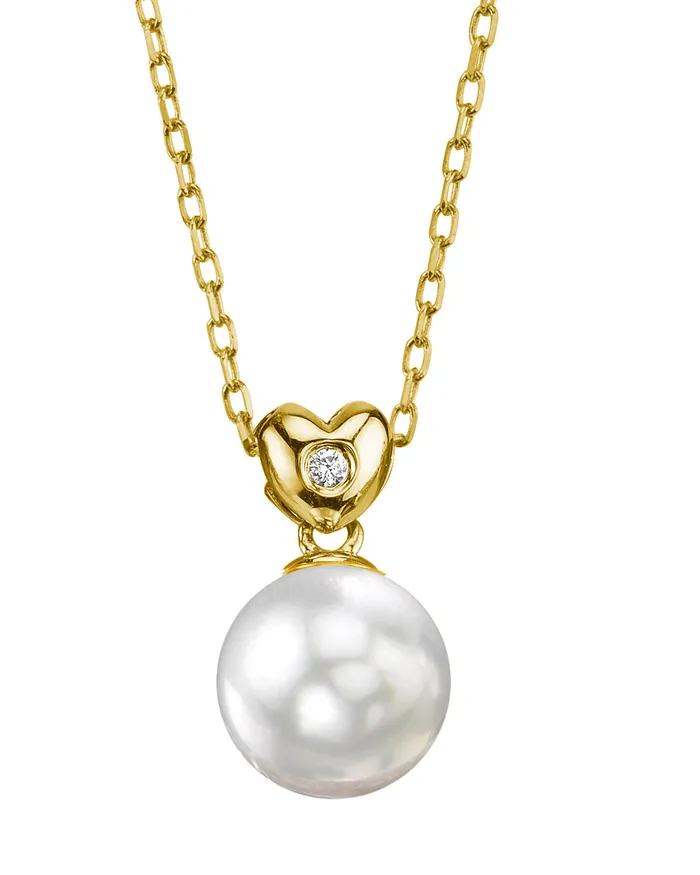 spt Necklaces White South Sea Pearl Diamond Sweetheart Pendant