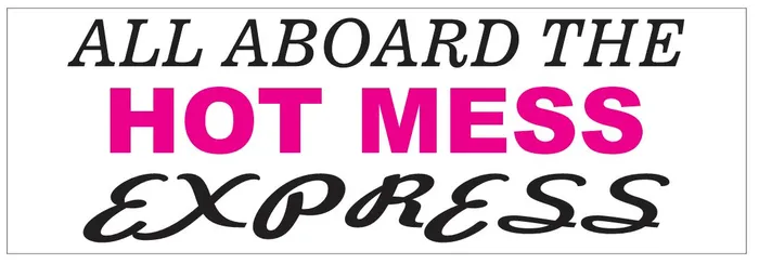 STD7221 All Aboard the Hot Mess Express Bumper Sticker Winter Park Products Earrings