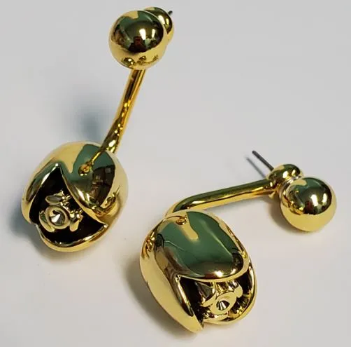 Susan Earrings E07 Gold Closed Rose Peek a Boo Earrings