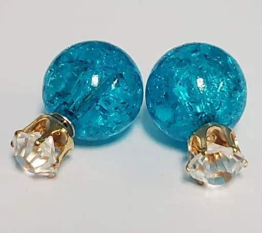 Susan Earrings E1103 Fashion Blue Ice Breaker Ball Rhinestone Earrings
