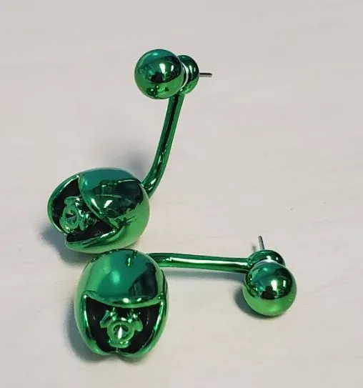 Susan Earrings E1554 Green Closed Rose Peek a Boo Earrings