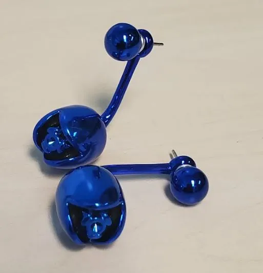 Susan Earrings E1555 Royal Blue Closed Rose Peek a Boo Earrings