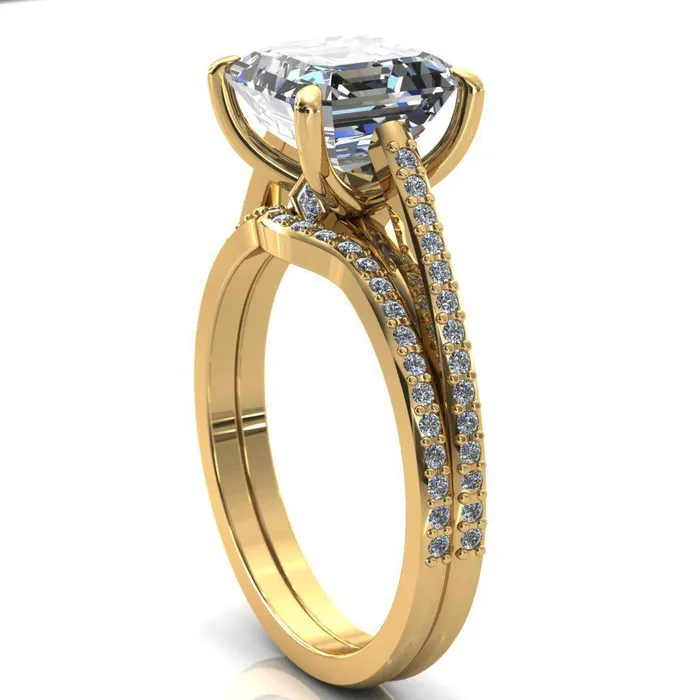 Sylvia Asscher Moissanite HalfEternity Diamond ProngSet Ring Fire Brilliance Rings