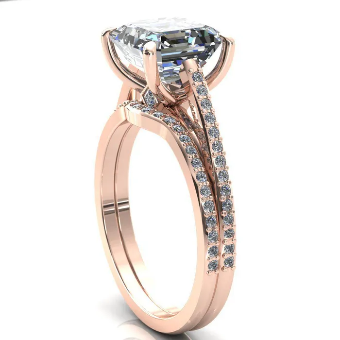 Sylvia Asscher Moissanite HalfEternity Diamond ProngSet Ring Fire Brilliance Rings