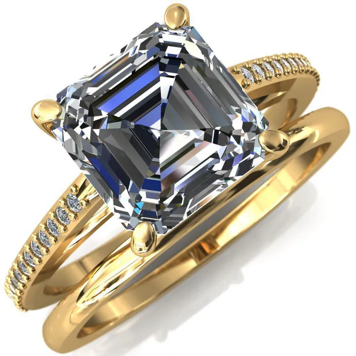 Sylvia Asscher Moissanite HalfEternity Diamond ProngSet Ring Fire Brilliance Rings