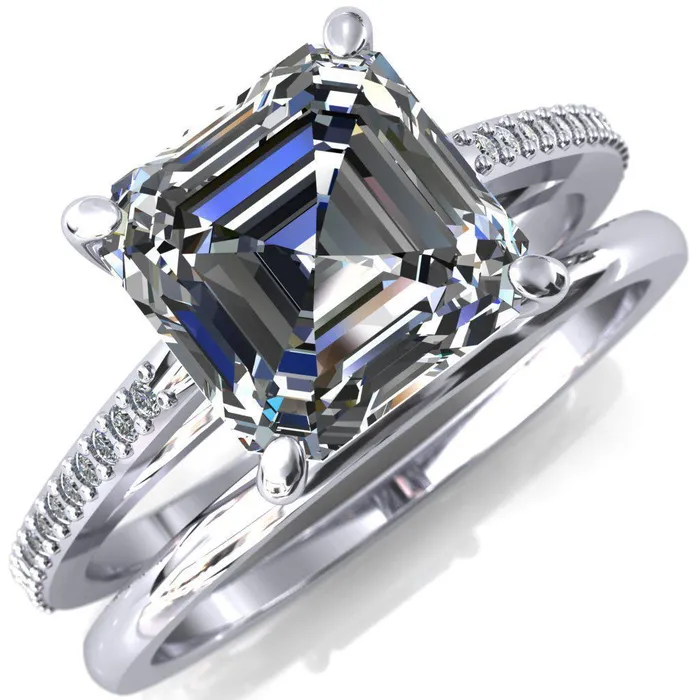 Sylvia Asscher Moissanite HalfEternity Diamond ProngSet Ring Fire Brilliance Rings