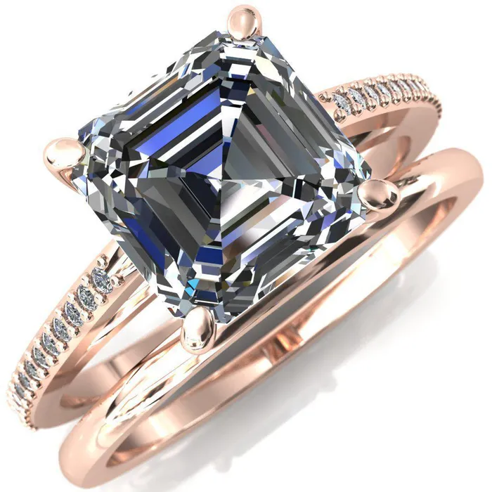Sylvia Asscher Moissanite HalfEternity Diamond ProngSet Ring Fire Brilliance Rings