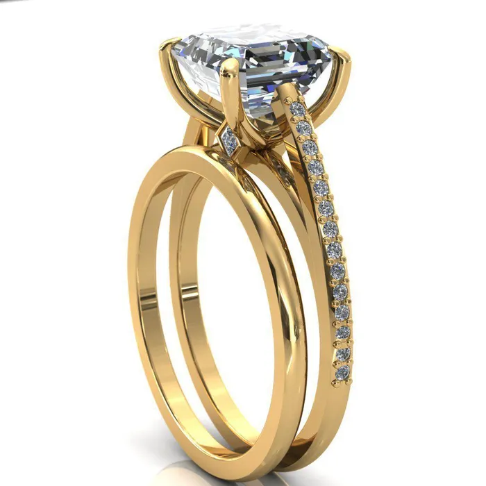 Sylvia Asscher Moissanite HalfEternity Diamond ProngSet Ring Fire Brilliance Rings