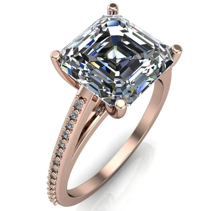 Sylvia Asscher Moissanite HalfEternity Diamond ProngSet Ring Fire Brilliance Rings