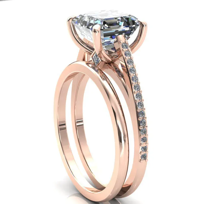 Sylvia Asscher Moissanite HalfEternity Diamond ProngSet Ring Fire Brilliance Rings