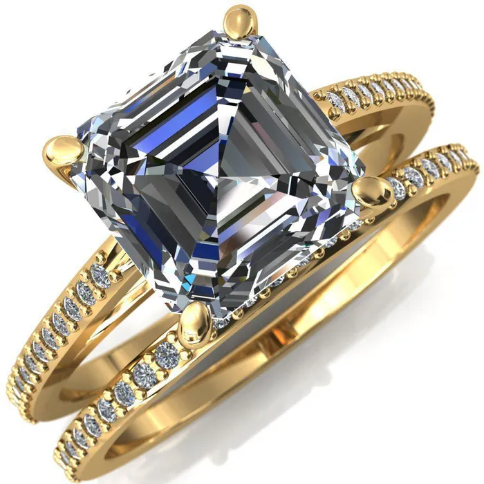 Sylvia Asscher Moissanite HalfEternity Diamond ProngSet Ring Fire Brilliance Rings