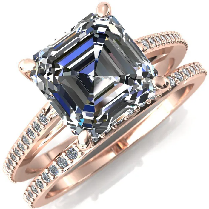 Sylvia Asscher Moissanite HalfEternity Diamond ProngSet Ring Fire Brilliance Rings