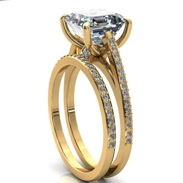 Sylvia Asscher Moissanite HalfEternity Diamond ProngSet Ring Fire Brilliance Rings