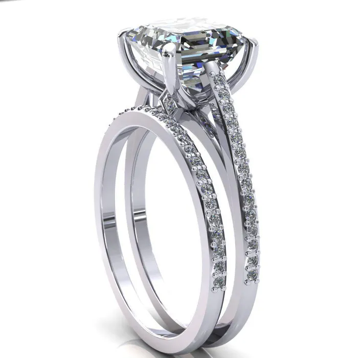 Sylvia Asscher Moissanite HalfEternity Diamond ProngSet Ring Fire Brilliance Rings