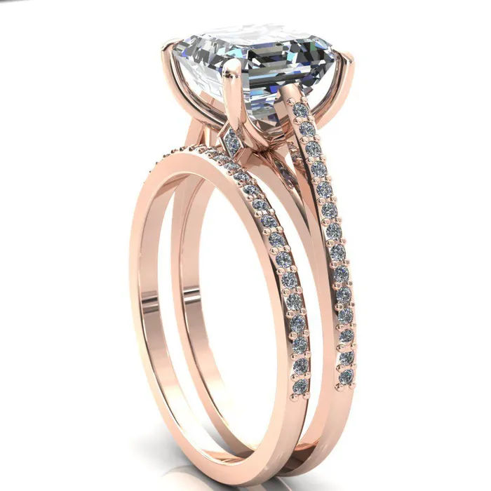 Sylvia Asscher Moissanite HalfEternity Diamond ProngSet Ring Fire Brilliance Rings