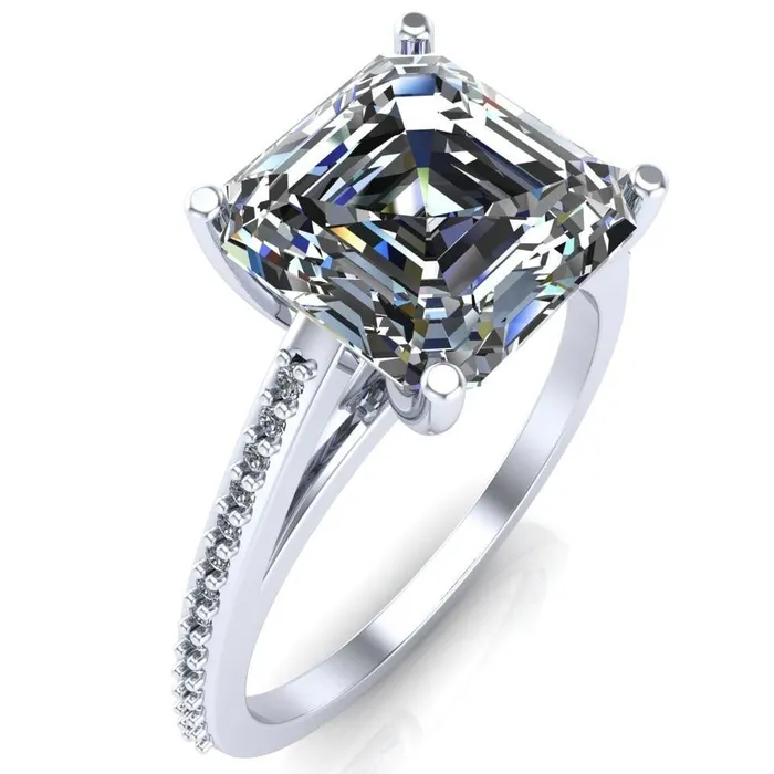Sylvia Asscher Moissanite HalfEternity Diamond ProngSet Ring Fire Brilliance Rings