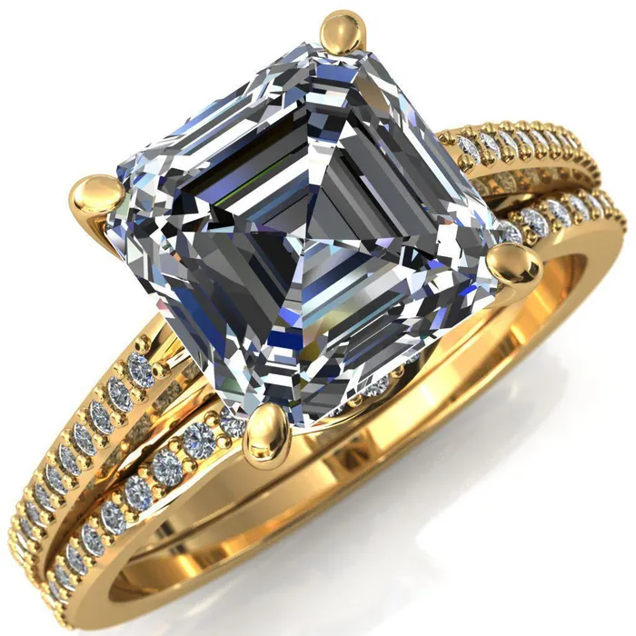 Sylvia Asscher Moissanite HalfEternity Diamond ProngSet Ring Fire Brilliance Rings